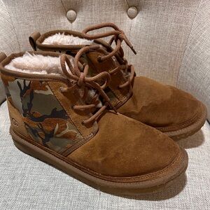 Boys ugg shoes lace up with camo print